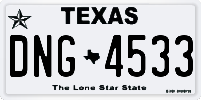 TX license plate DNG4533