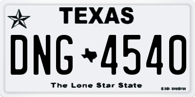 TX license plate DNG4540