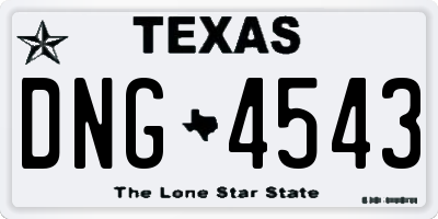 TX license plate DNG4543
