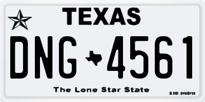 TX license plate DNG4561