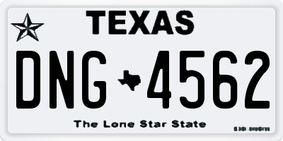 TX license plate DNG4562