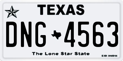 TX license plate DNG4563