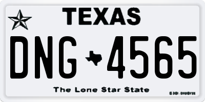 TX license plate DNG4565
