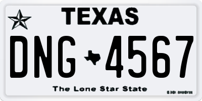 TX license plate DNG4567
