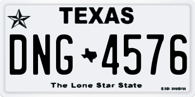 TX license plate DNG4576