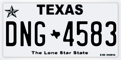 TX license plate DNG4583