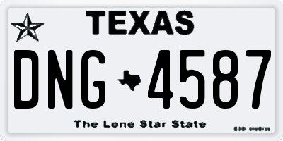 TX license plate DNG4587