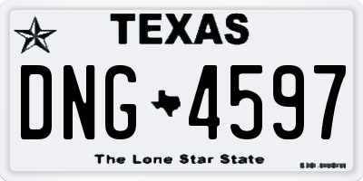 TX license plate DNG4597