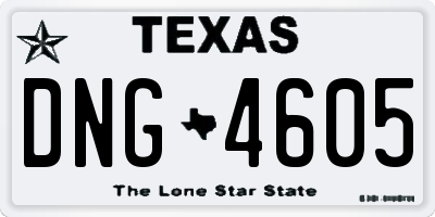 TX license plate DNG4605