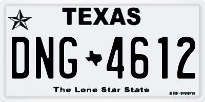TX license plate DNG4612