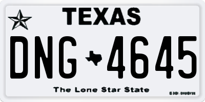 TX license plate DNG4645