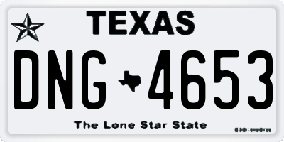 TX license plate DNG4653