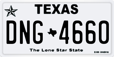 TX license plate DNG4660