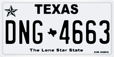 TX license plate DNG4663