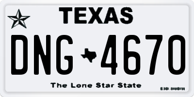 TX license plate DNG4670
