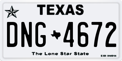 TX license plate DNG4672