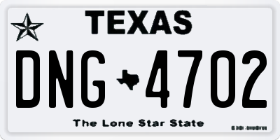 TX license plate DNG4702