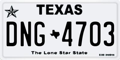 TX license plate DNG4703