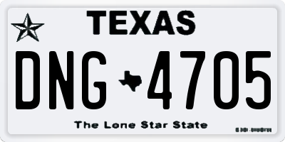 TX license plate DNG4705