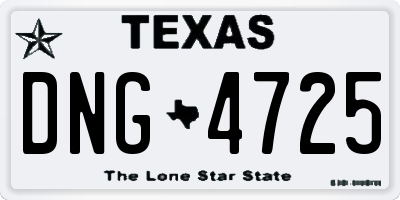 TX license plate DNG4725