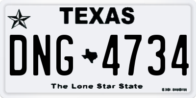 TX license plate DNG4734
