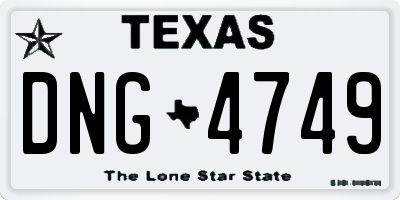 TX license plate DNG4749