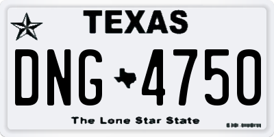 TX license plate DNG4750
