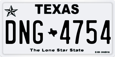TX license plate DNG4754