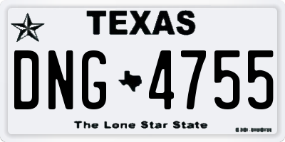 TX license plate DNG4755