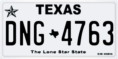 TX license plate DNG4763