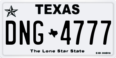 TX license plate DNG4777