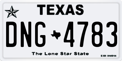 TX license plate DNG4783