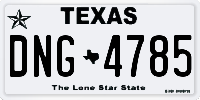 TX license plate DNG4785