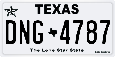 TX license plate DNG4787