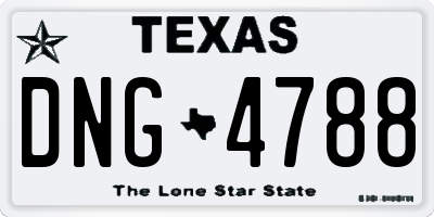 TX license plate DNG4788
