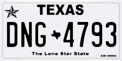 TX license plate DNG4793