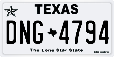 TX license plate DNG4794