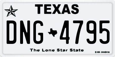 TX license plate DNG4795