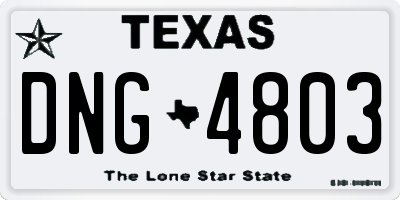 TX license plate DNG4803