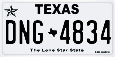 TX license plate DNG4834