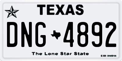 TX license plate DNG4892