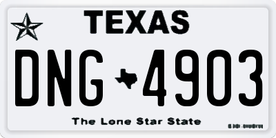 TX license plate DNG4903