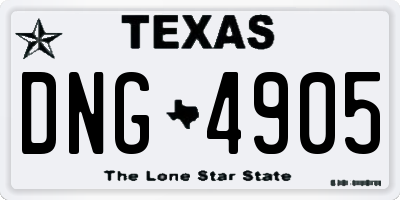 TX license plate DNG4905