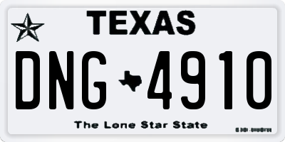 TX license plate DNG4910