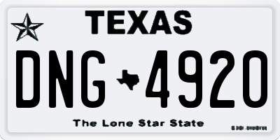 TX license plate DNG4920
