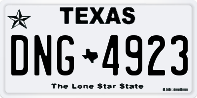 TX license plate DNG4923