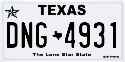TX license plate DNG4931