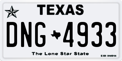 TX license plate DNG4933