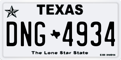 TX license plate DNG4934