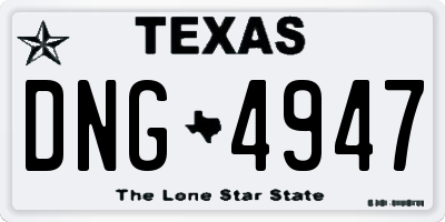 TX license plate DNG4947